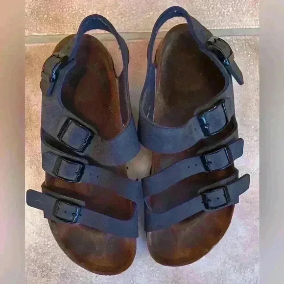 BIRKENSTOCK Birki’s Ellice SH10 blue/gray 3 strap sandals; size 39 / 8-8.5 - Picture 1 of 6